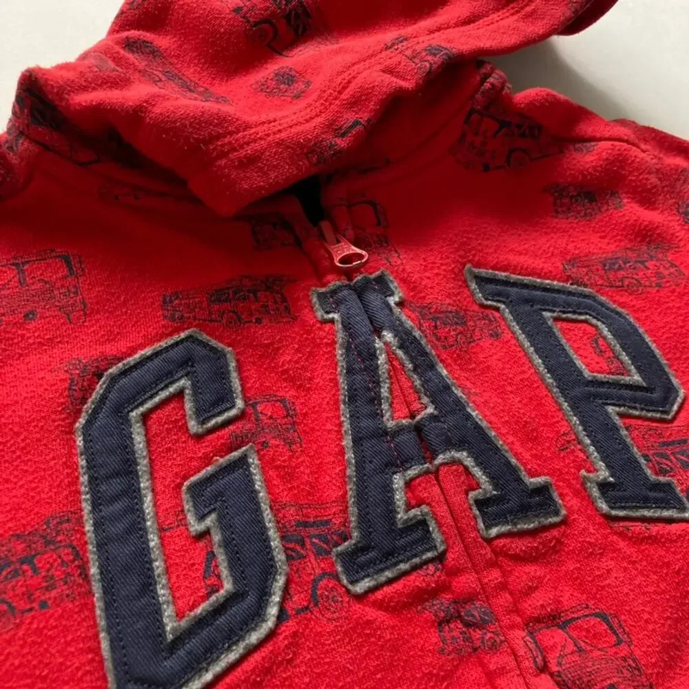 Baby Gap Toddler Logo Zipper Hoodie - Firetrucks - Red Blue - 5T